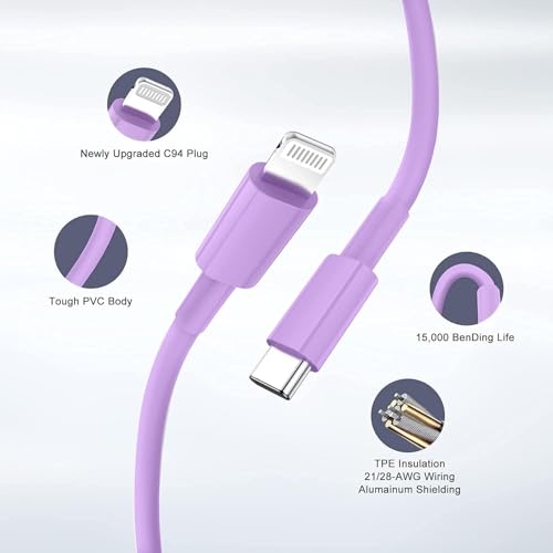 Image of iPhone Fast Charger,Type C Wall Charger Block Plug and 6ft USB C to Lightning Charging Cable Cord Long,Power Adapter Cube Brick Box for Apple iPhone 14 Pro Max /14 Plus /14 /13 /12 Mini /11 /XS Max /XR /iPad