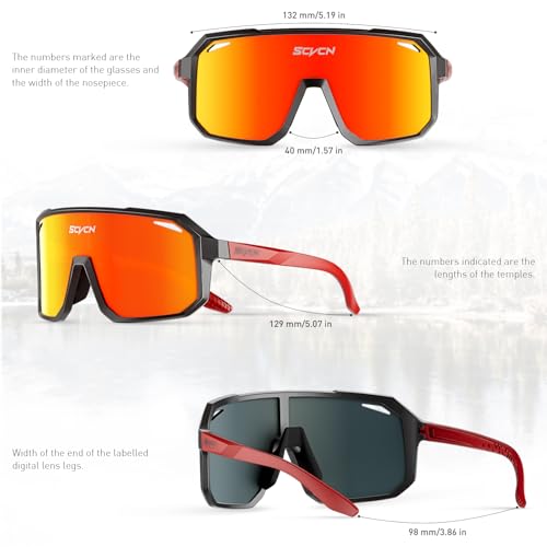 SCVCN Cycling Glasses Sports Sunglasses Women Men Bicycle MTB UV400 Protection Running Mountain Bike Baseball Biking Goggles Riding BMX Fishing Running Riding Golf Driving Softball 508 - image 3