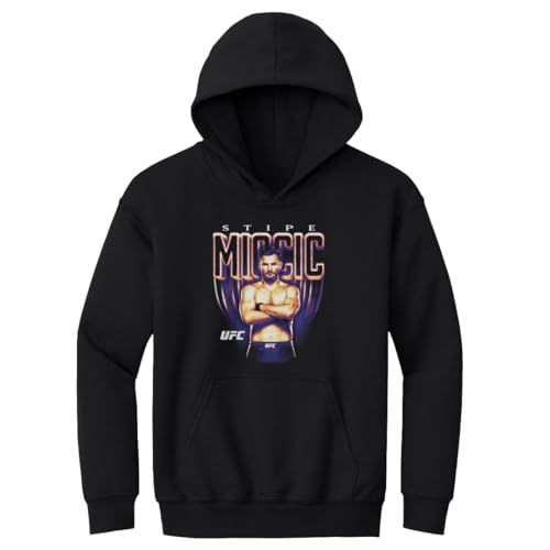 500 LEVEL Stipe Miocic UFC Youth Hoodie Sweatshirt - Stipe Miocic Retro Bitmap WHT