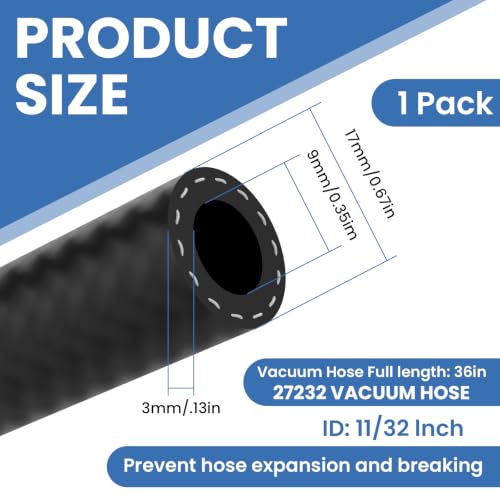 Image of 27232 Power Brake Vacuum Hose, 11 /32 inch x 36 inch, 85 PSI, 1 Pack | Brake Booster Vacuum Line, Heavy-Duty Reinforced Construction