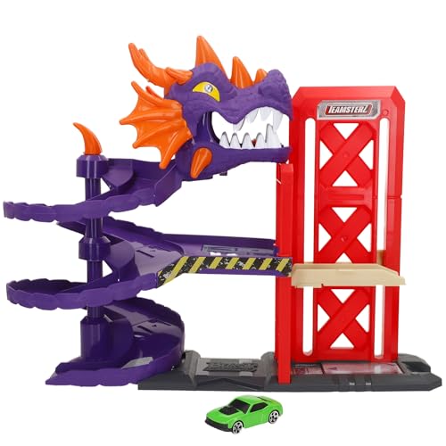 ColorBaby Teamsterz Garaje dragón, 1 vehículo, Ascensor Incorporado, Juegos de Coches, Coches de Carreras, Dragones de Juguete, Juguetes para niños pequeños, Recomendado + 3 años (39499)