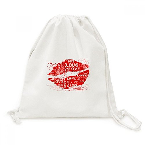 Sac cordon rouge à lèvres Saint-Valentin Amour en toile pour voyage