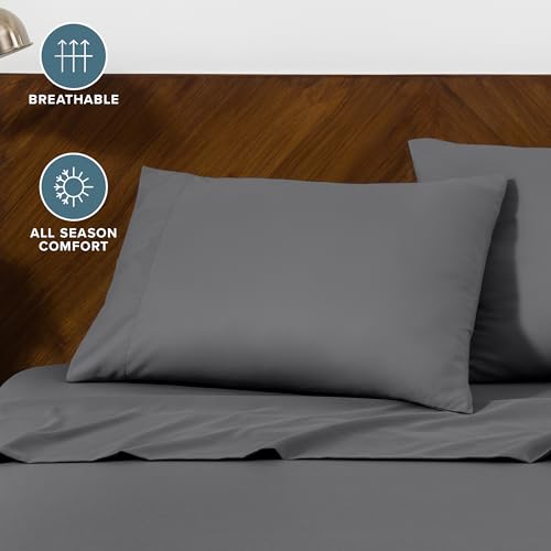 Image of Bare Home Microfiber Pillow Cases - Standard Size Set of 2 - Cooling Pillowcases - Double Brushed - Easy Care - Envelope Closure (Standard Pillowcase Set of 2, Grey)