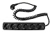 Produktbild as - Schwabe 11462 6-Fach-Steckdosenleiste schwarz mit Spiralkabel schwarz 2,5m Spiralkabel H05VV-F 3G1,5, IP20 Innenbereich, 2,5 m Spiralkabel