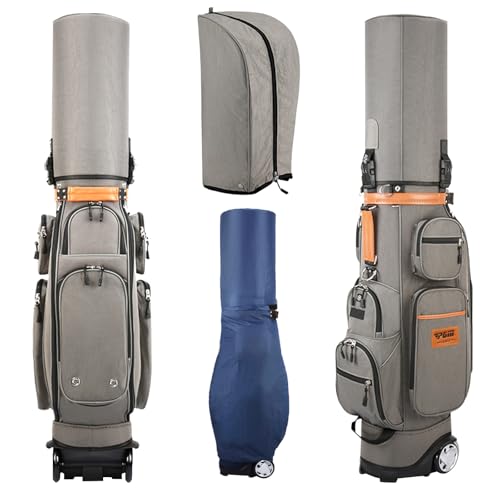 YUQIWKK ゴルフバッグ キャディバッグ スポーツ おしゃれ キャスター付き クラブケース 10ポケット、防水 大容量パッケージ 防水耐摩耗性 旅行バッグ 安定感 初心者 軽量 Golf Bag(Grey)