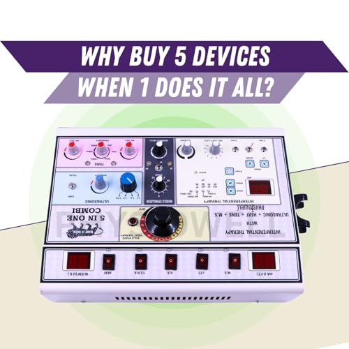 Image of PhysiowellPhysiotherapy Machine Electrotherapy Combo for All Pain Relief Device Physiotherapy Equipment 5 In 1 Interferential Muscle Stimulator Tens Ultrasound Deep Heat with 1 Year Warranty