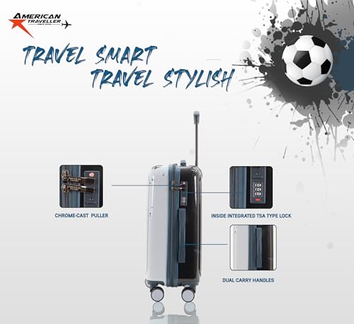 Image of AMERICAN TRAVELLER GlideSport Trolley Bags | 360 Disc Wheels | Durable Hard Shell, 360 Disk Wheels, TSA Type Lock, Heavy-Duty Lining, Football Splash