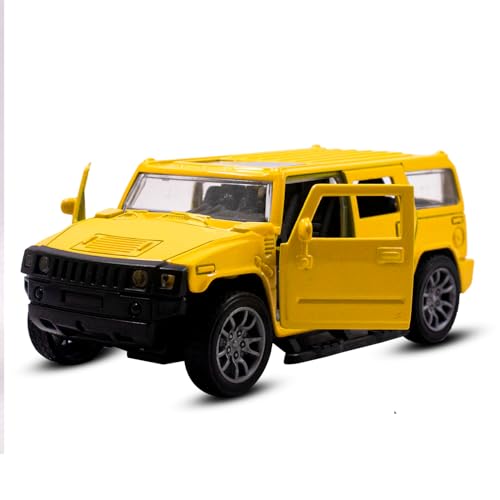 Image of Toy Cloud DieCast Model Cars Hummer Metal Car for Kids Pull Back Action Opening Doors Toy Cars for Boys 5-8 Years - Yellow