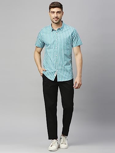 Image of Thomas Scott Mens | Half Sleeve Checkes | Printed | Slim Fit | 100% Cotton | Spread Collar | Shirts