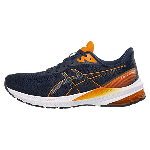 ASICS Tênis de corrida masculino GT-1000 12, Azul francês/laranja brilhante, 10
