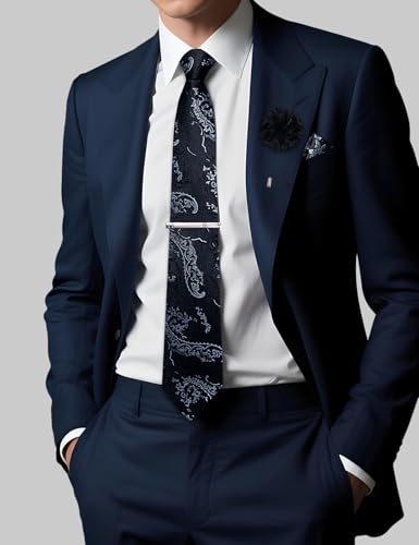 Image of DiBanGu Silk Zipper Ties for Men, Formal Pre-tied Necktie | Adjustable Tie,6PCS,Various Design Styles,Jacquard Woven,Skin-friendly,Practical Gift,Great for Wedding Party,Business Formal