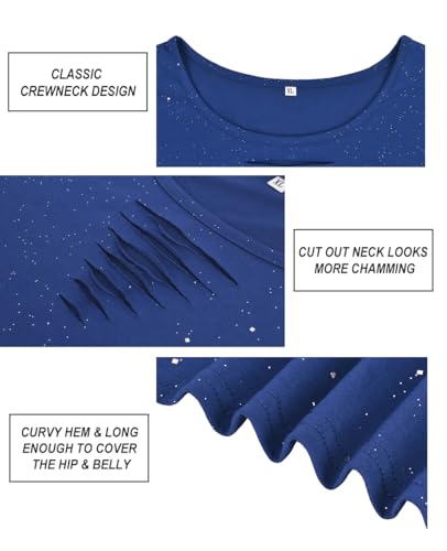 Image of CARCOS Plus Size Tops for Women Short Sleeve Shirts Basic Tee Solid Color Blouse V Neck Tunic Loose Fit Tshirts Summer XL-5XL