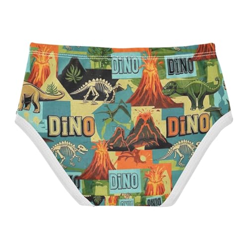 Retro Dinosaur S Toddler Girl Undies, Girls Cotton Underwear, 2T–8 Years2