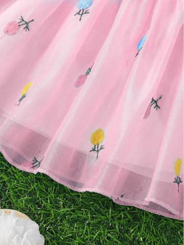 Image of Buy & Try Beautiful Embroidered Flower Dress for Baby Girls, Georgette Fabric, Puff Sleeve, Printed Outfit, Perfect Birthday Dress