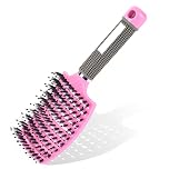 URAQT Hair Brush, Boar Bristle Paddle Hairbrush for Women, Soft Massage Hair Comb, Detangle Hair Brush for Long Thick Curly Hair, Reducing Hair Breakage and Frizzy