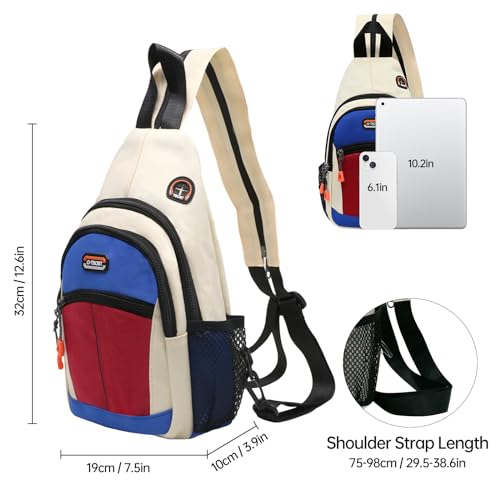 Morrales de senderismo bolsa crossbody para mujer beige miniatura 2