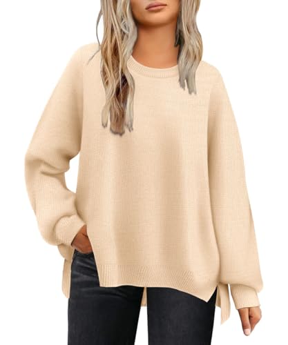 Image of TIYOMI Plus Size Sweaters for Women Oversized Pullover Crewneck Sweater Knit Side Split Casual Sweaters Fall Winter XL-5XL