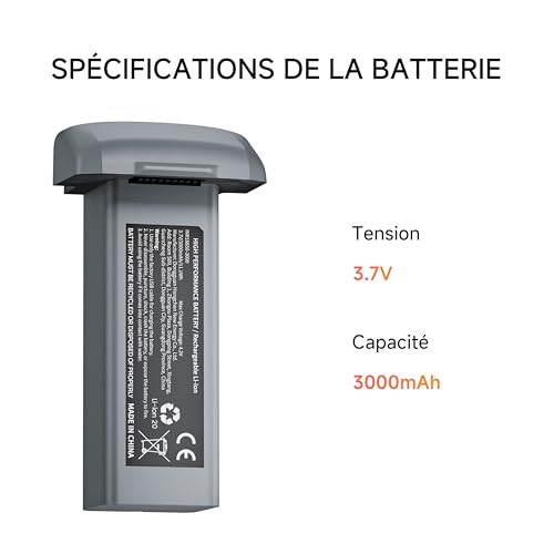 Ameta Batterie pour S20 Drone, Batterie Rechargeable pour Drone Quadricoptère RC 3,7 V/3000 mAh, Noire – vue 4