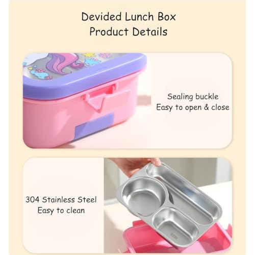 Image of 700ML Kids Lunch Box - 3 Compartment Space Astronaut Blue Tiffin Box with Leakproof Clip Locks BPA-Free, Durable Food Storage Container for School, Travel & Picnic - Blue