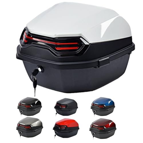 PQPQLI Baúl Moto 32L, Caja Superior Trasera De Motocicleta, Impermeable, Antirrobo, Multiusos Caja De Moto con Llaves Y Accesorios(Color:White)