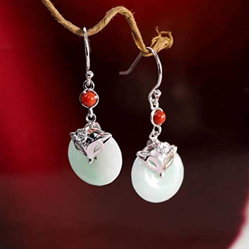 Boucles d'oreilles en jadeite émeraude renard en argent 925 haut de gamme