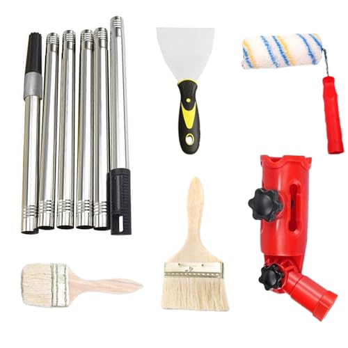Malerwalzen-Set, verstellbares Farbroller-Set mit Verlängerungsstange und Pinsel, Hausprojekte, Renovierungszubehör für Decken, Türen, Schränke, Zäune, Decks