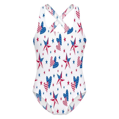 Maillot de bain pour filles 9-14 ans motif patriotique imprimé