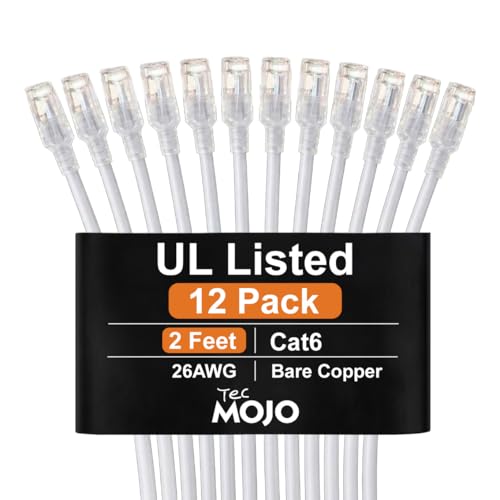 Cable Ethernet Cat6 Tecmojo 2ft con conector RJ45 blanco miniatura 1