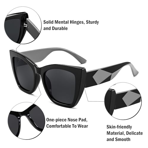 FEISEDY Oversized Cat Eye Sunglasses for Women Trendy Square Cateye Sunglasses B00943