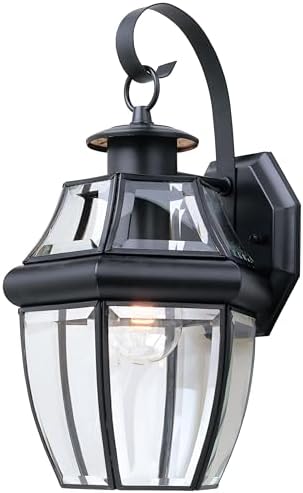 Generation Lighting 1-Light Lancaster Outdoor Wall Lamp Black 8067-12, Dark Sky Outdoor Light Fixture for Farmhouse Wall Decor, Modern Wall Light Uses A19 Standard or LED Light Bulbs