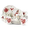 Lenox butterfly meadow 18pc holiday dinnerware set 2090 lb red green  urban country home decor