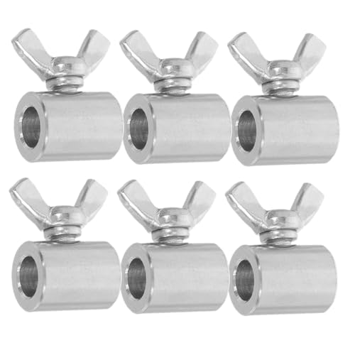 MAGICLULU 6pcs 8mm Stainless Steel Wire Rope Clamps Cable Lock Clips with Butterfly Screws for Industrial Wire Rope Hanging and Securing