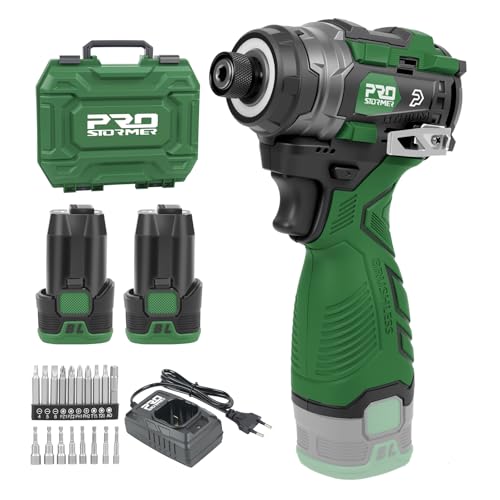 Prostormer 17V Cordless Impact Driver Set, 140Nm Brushless Screwdriver with 3 Variable Speed, 1/4”...