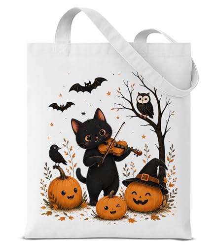 Image of Cute Cat Canvas Tote Bag for Women， Aesthetic Reusable Shoulder Bag for Shopping Travel Work