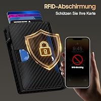 Frapkom Brieftasche für Männer 8-11 Karten, Smart Pop-Up Karte Brieftasche, Anti-Diebstahl RFID Blockieren Brieftaschen mit Cash Slots ID Fenster, Ultra dünn, Fronttasche (Kohlefaser) – Ansicht 3