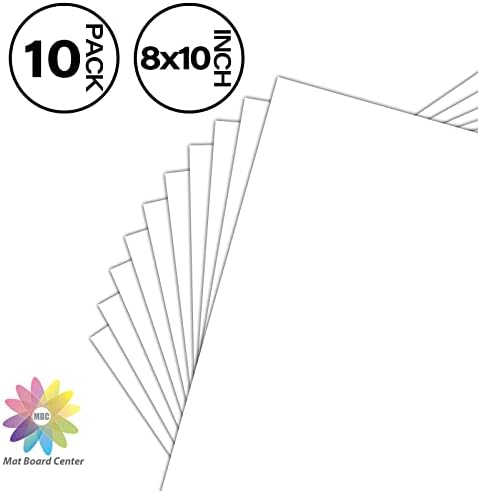 Mat Board Center, 10 Pack 8x10 White Backing Boards, Cardboard for Arts, Prints, Frames, Photos and More