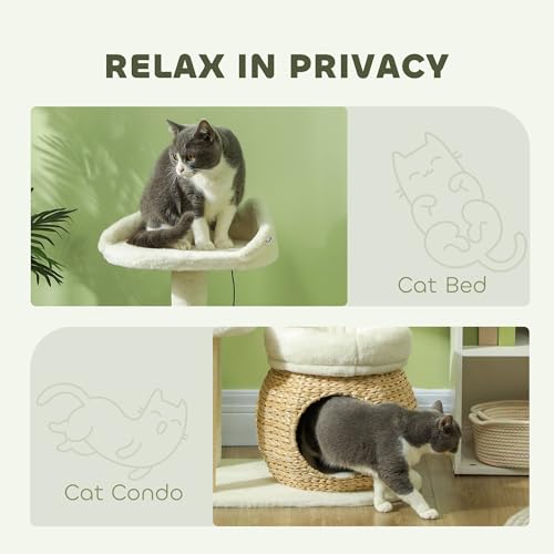Árbol para gatos interior con postes de sisal y cama miniatura 4