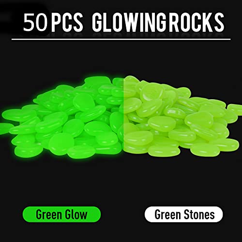 Oubest Glow In The Dark Rocks Brighter,Longer-Lasting Glowing Pebbles For Garden Decor,Fish Tank,Aquarium Decorations Stones For Landscape Walkway 50Pcs Green #TOP1