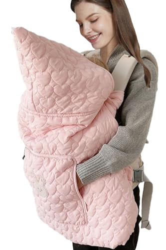 Baby Carrier Cover Stroller Cover Newborn Hooded Stretchy Cloak Soft Kangaroo Hoodie for Mom Baby Suit for All Seasons (Light Pink)