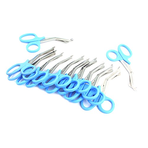 LAJA IMPORTS 12 PCS Paramedic Utility Bandage First AID Stainless Steel Trauma EMT EMS Shears Scissors 7.25' Teal