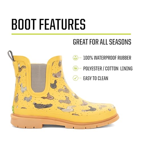 Western Chief Chelsea Waterproof Rain Boots for Women Offers Rubber Upper, Textile Lining, and Synthetic Outsole Hen Frenzy 7 M by Western Chief - Image 2