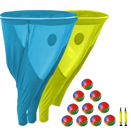 Granny Pants Yard Game Giant Pants Outdoor Game with Bouncy Balls and Pumps(Random Color) Fun Backyard Activity for Birthdays, BBQs, Beach (Blue+Yellow)