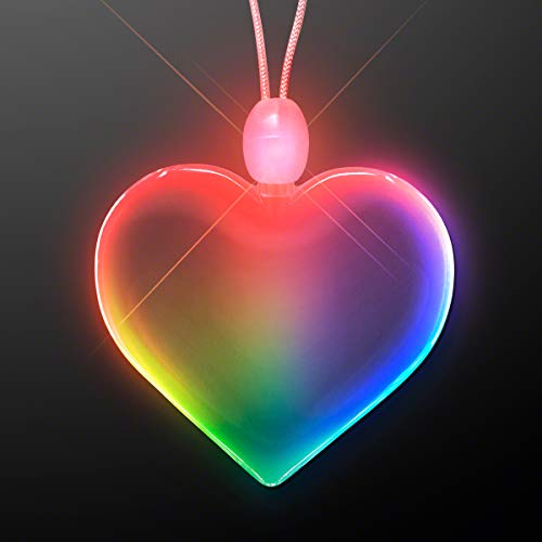 Light Up Necklace Shining Heart with Rainbow Lights (Set of 25) - Main Image