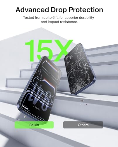Belkin ScreenForce TemperedGlass Screen Protector for iPhone 17 Pro Max, Scratch-Resistant Impact Protection w/Included Easy Align Tray for Bubble Free Application, Recycled Glass - 2 Pack - image 4
