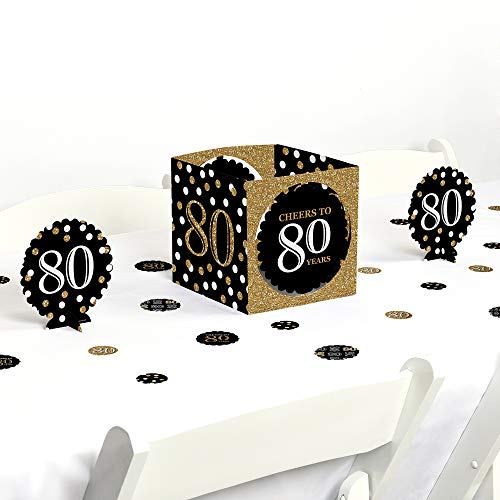 Big Dot of Happiness Adult 80th Birthday - Gold - Birthday Party Centerpiece & Table Decoration Kit