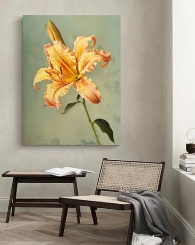 Taxpy Tableau decoration murale Fleur de lys jaune,L,50 * 70cm Peinture Street Art Peinture À L'huile Impressions Sur Toile Moderne Pop Affiche Photo Sur Le...