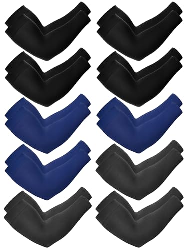 Image of Boao 10 Pcs UV Arm Sleeves Tattoo Cover | UV Sun Protection for Outdoor Activities, Stretchy Breathable Arm Sleeves, Cooling Compression for Sports Cycling Running