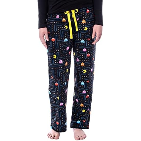 MJC International Pacman Women Super Pac-Man Arcade Game Allover Pattern Minky Plush Pajama Pants (Small) Black Cover
