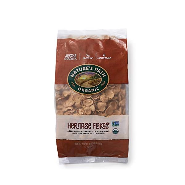 Natures-Path-Organic-Heritage-Flakes-Cereal-2-Lbs-Earth-Friendly-Package-Pack-of-6-Non-GMO-6-Ancient-Grains-Low-Sugar-High-Fiber-5g-Plant-Based-Protein Nature's Path Organic Heritage Flakes Cereal, 2 Lbs. Earth Friendly Package (Pack of 6)