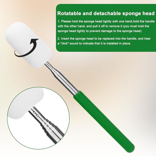 Image of Gosknor Telescoping Sponge Pottery, Retractable Clay Tool Sponges on Stick Extend up to 28.35in Telescoping Sponge Sticks for Pottery (Green)